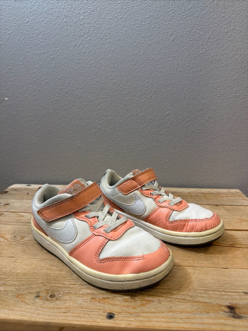Nike Kids Peach & White Strap Sneakers